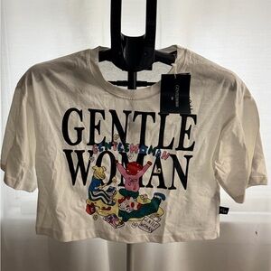 GENTLE WOMAN White Graphic Crop Top